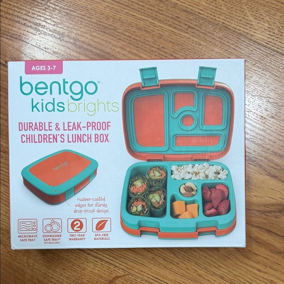 Bentgo Kids Brights Lunch Box - Aqua and Orange - Picture 1 of 2